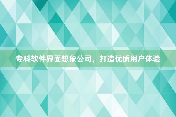 专科软件界面想象公司，打造优质用户体验
